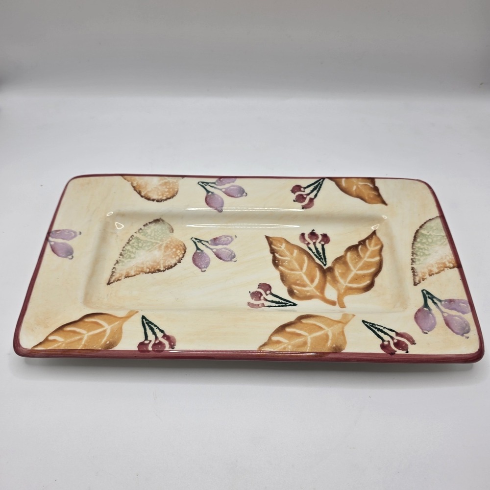 HOME Italy Hand Painted Ceramic Serving Tray 13"‎ Rectangular Fruit Cheese Platt